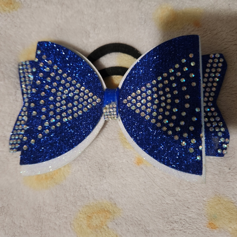 Blue and white cheer bow!